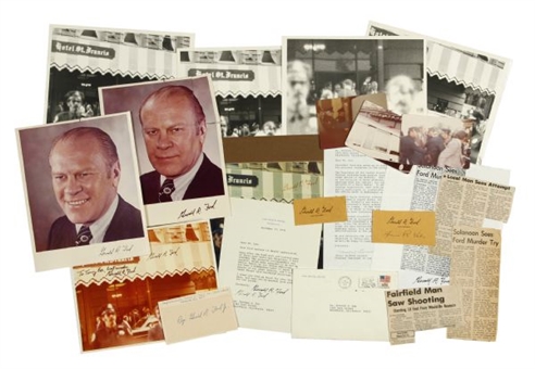 Amazing Gerald Ford Assassination Attempt Archive Featuring (7) Signed Pieces Documenting the Historic Event From an Eyewitness Account